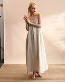 Linen Halter-Neck Maxi Dress