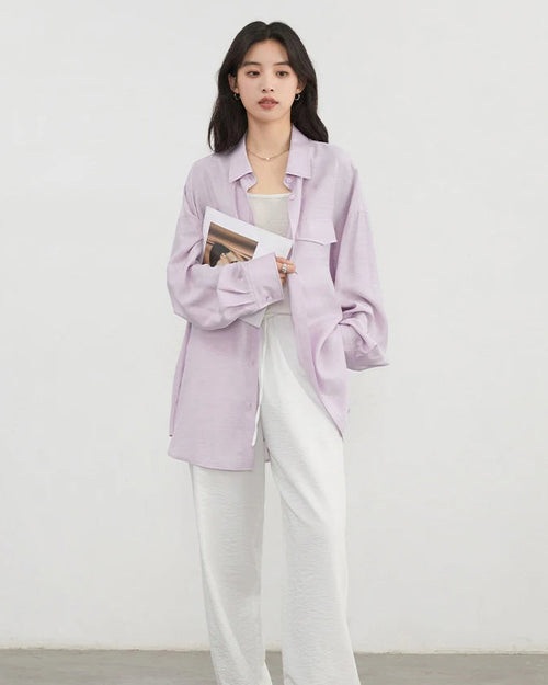 Single-Breasted Loose Long-Sleeved Shirt
