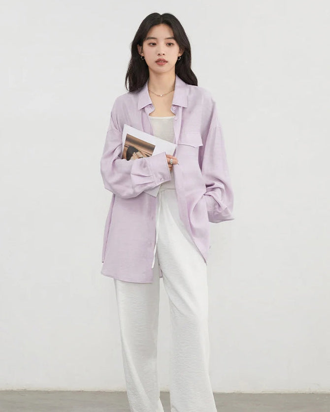 Single-Breasted Loose Long-Sleeved Shirt