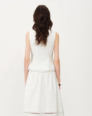 Lace-Trimmed V-Neck Cotton Vest