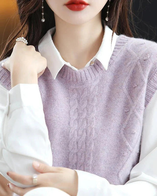 O-Neck 100% Wool Sweater Vest