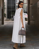 Sleeveless Pleated Cotton Maxi Dress