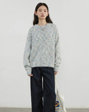 Loose O-Neck Dot Knit Pullover Sweater
