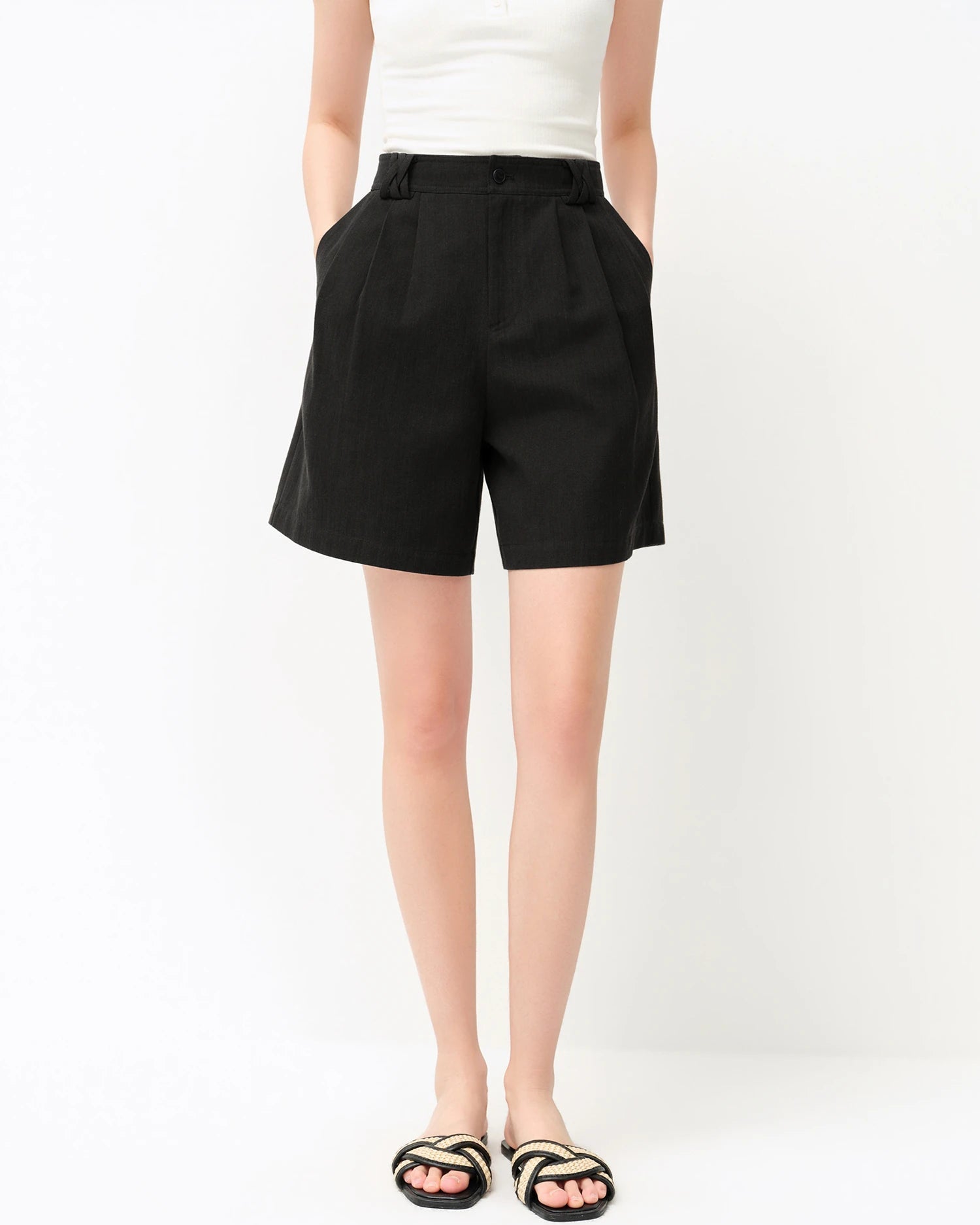 Versatile Linen Blend Classic Casual Shorts