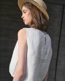 Linen Sleeveless O-Neck Casual Top