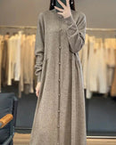 Oversized Button Detailed Wool Dress