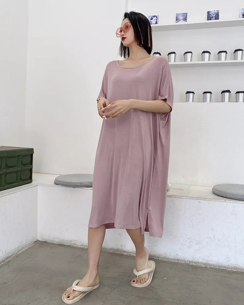 Cotton Modal Loose Short Sleeve Sleep Dress