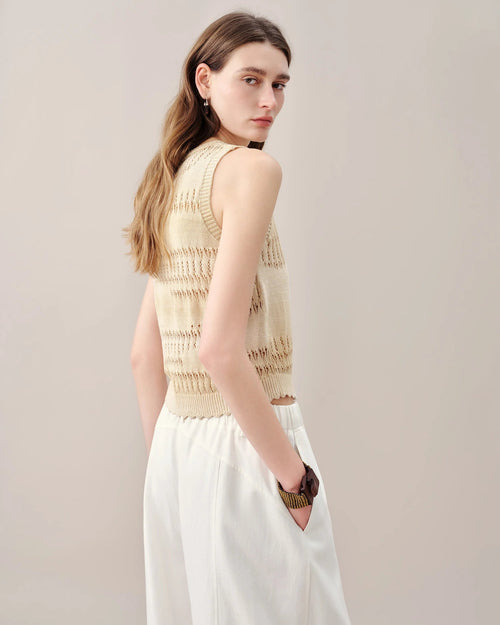 Relaxed-Fit Knitted Sleeveless Vest