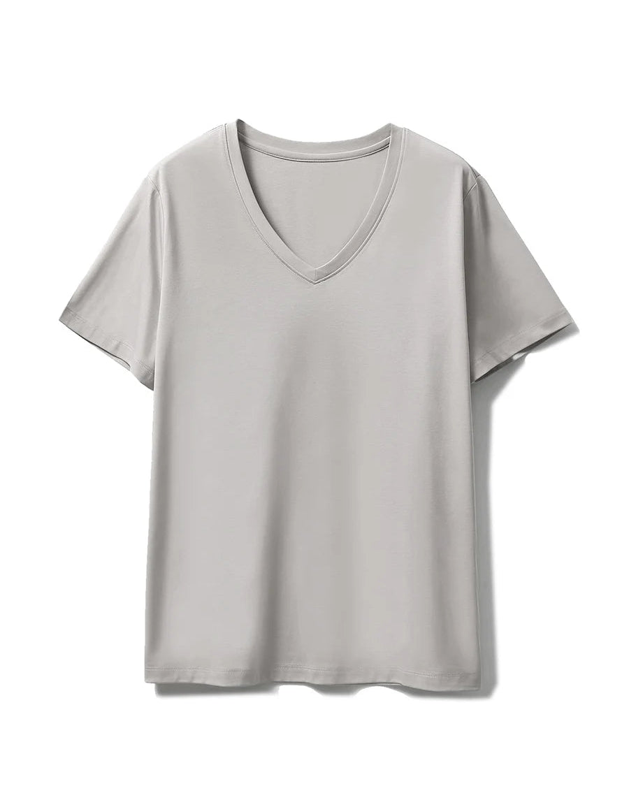Silk-Cotton-Modal V-Neck Short Sleeve Tee