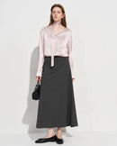 Elegant V-Neck Satin Long-Sleeve Shirt