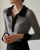 Polo Collar Wool Pullover Sweater