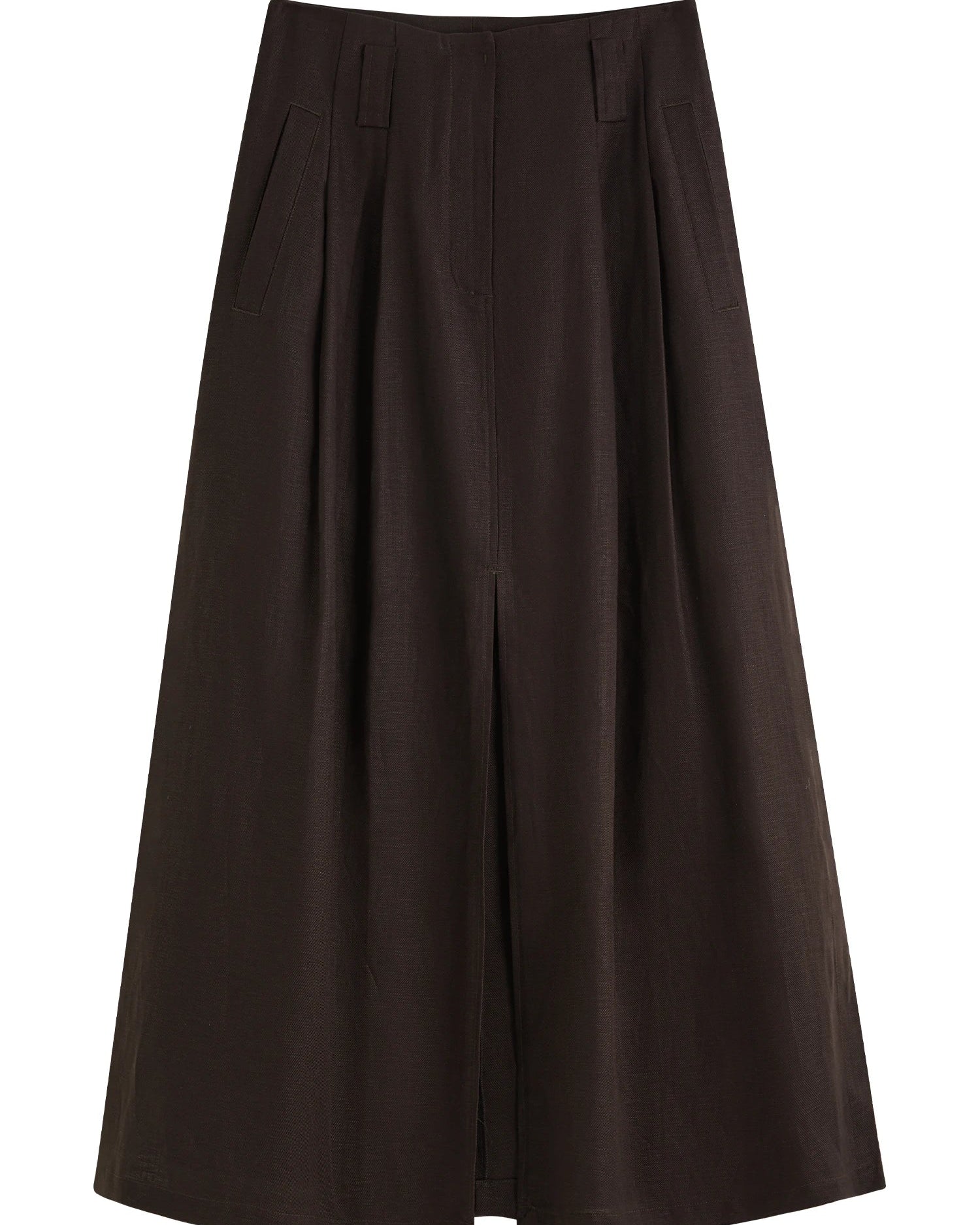 Tencel-Linen A-Line Midi Skirt