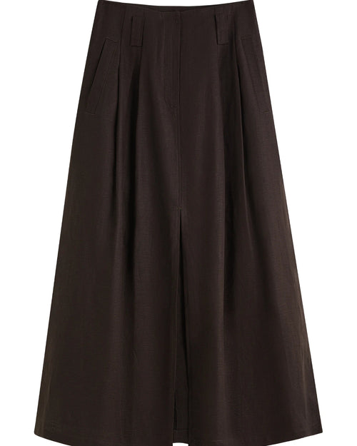 Tencel-Linen A-Line Midi Skirt