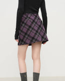 Retro Plaid High-Waist Knit Mini Skirt