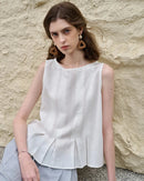 Ruched Linen Sleeveless Vest Top