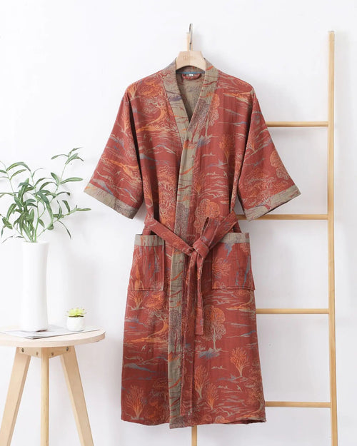 Cotton Double Gauze Japanese Kimono Robe