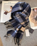 Checked 100% Wool Scarf With Fringed