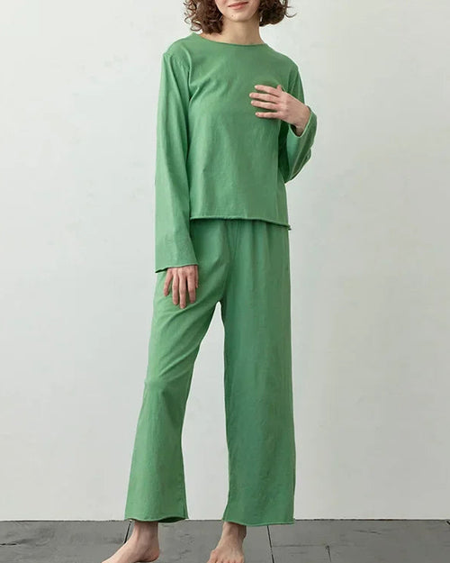 Cotton Long-Sleeve Pajama Two-Piece Set