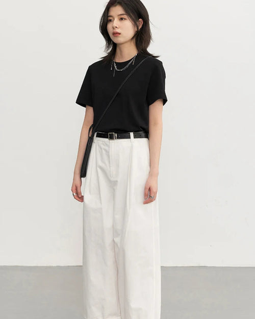 Solid Cotton Relaxed Crew Tee