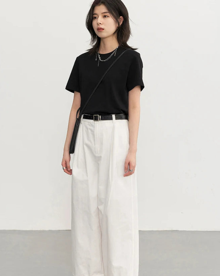Solid Cotton Relaxed Crew Tee