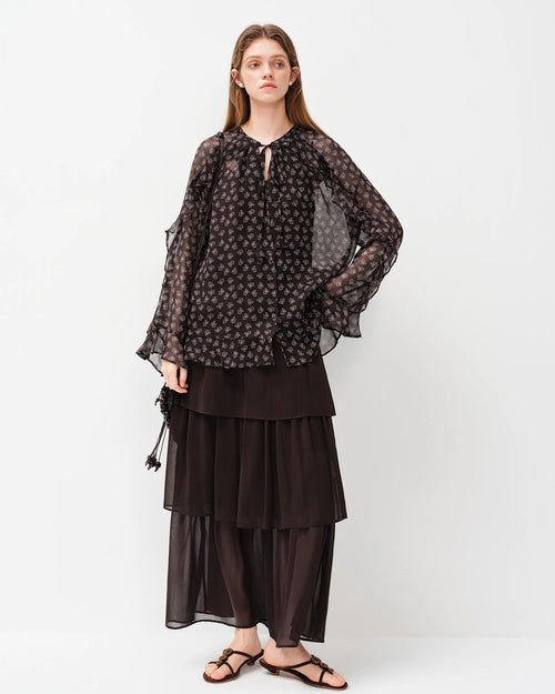 Floral Flowy Blouse With Silk-Blend Camisole