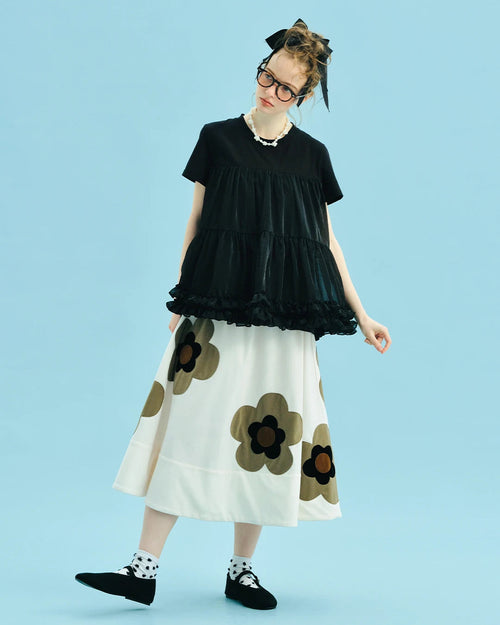Tiered Spliced Relaxed Knit Tee