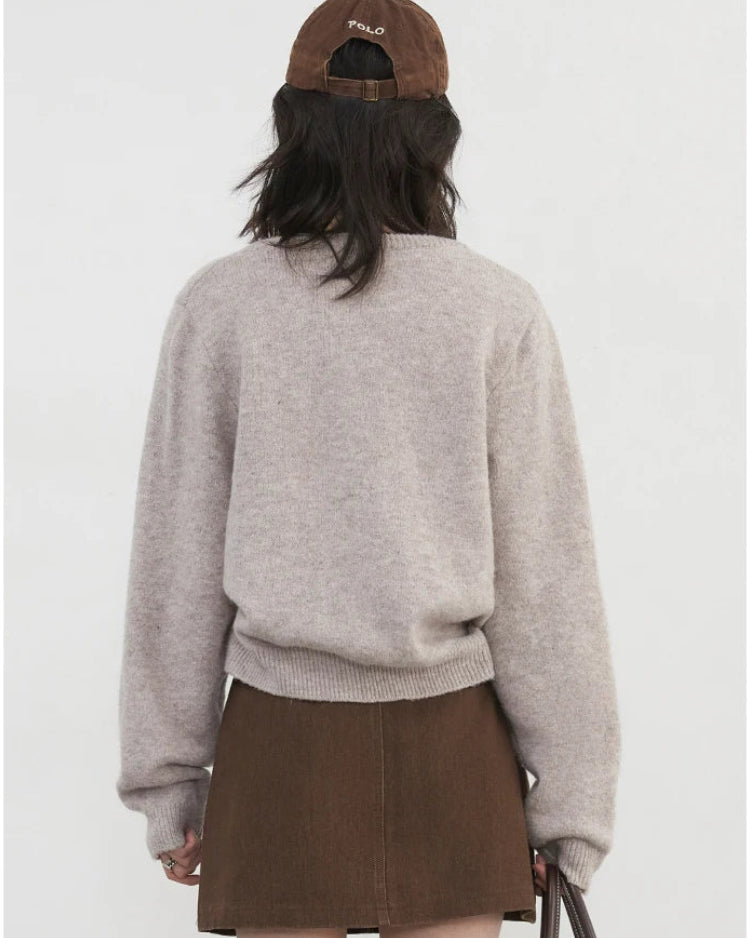 Relaxed Knit Cardigan With Round Neck