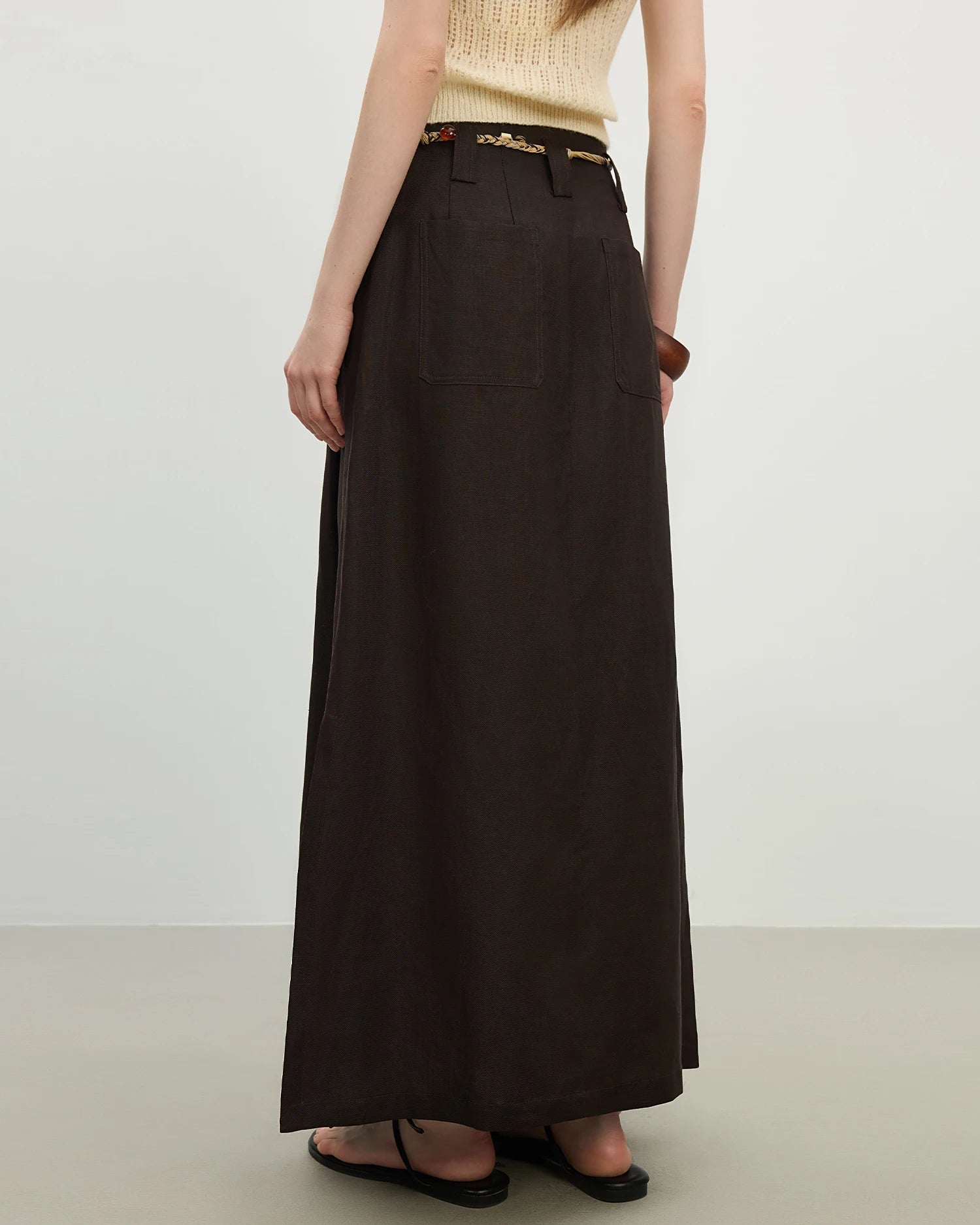 Tencel-Linen A-Line Midi Skirt