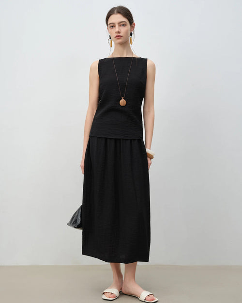 Sleeveless Vest And A-Line Skirt Set