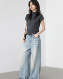 Slim Half-Neck Stretch Knit Women's Top