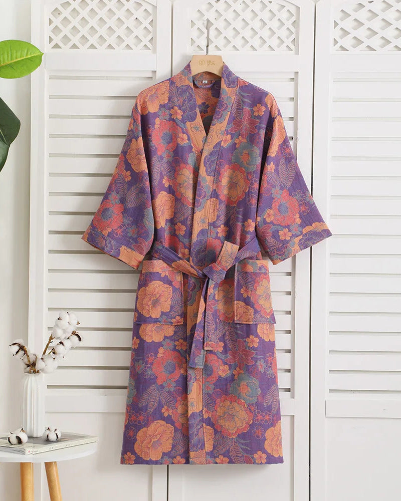 Cotton Double Gauze Japanese Kimono Robe