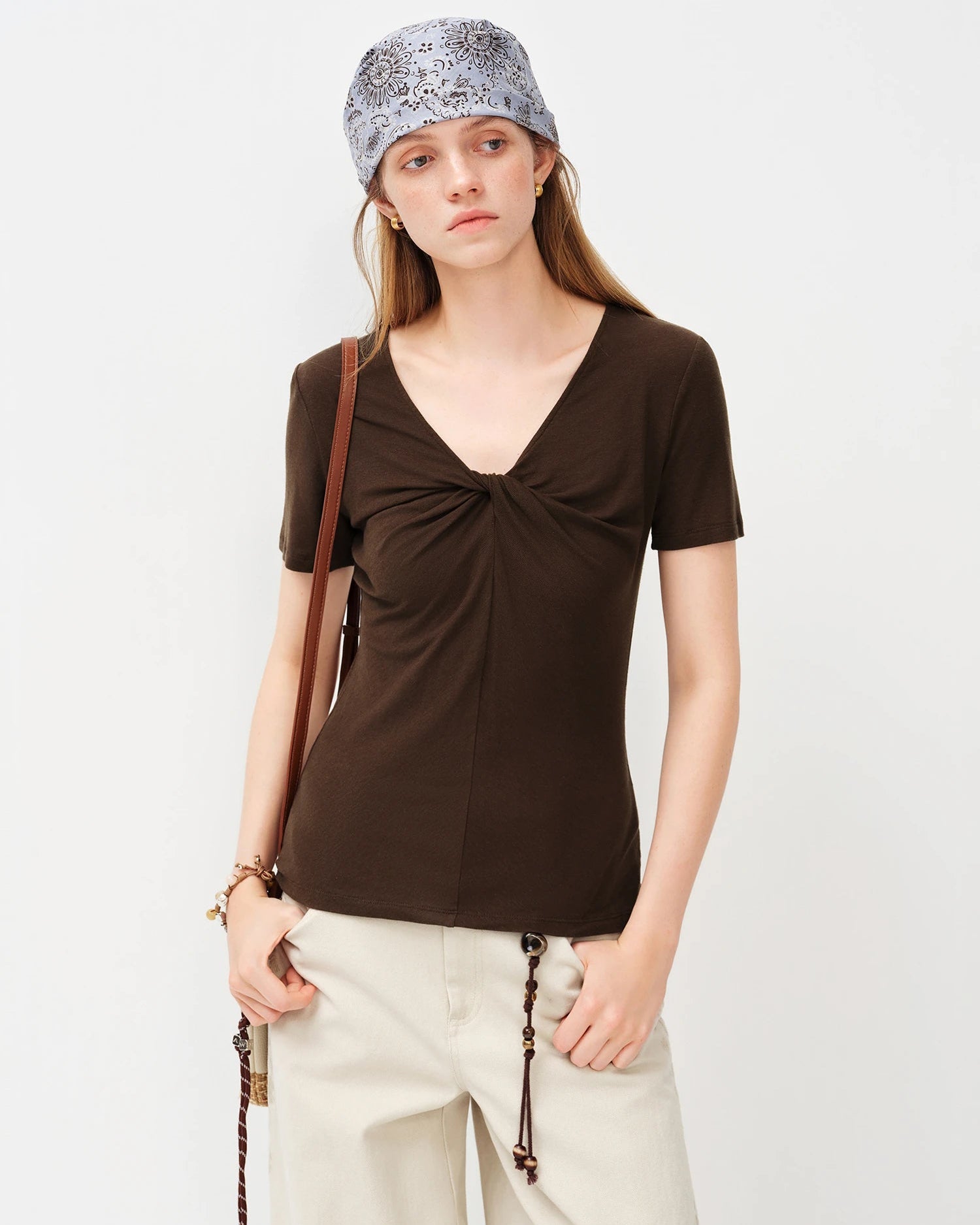 Silk Blend V-Neck Knit Top