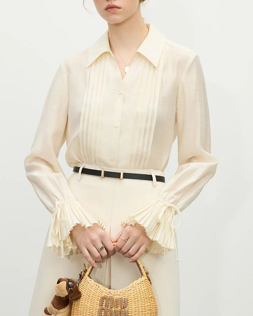 Versatile Pleated Long Sleeve Chic Shirt