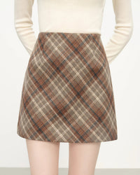 Retro Plaid High-Waist Knit Mini Skirt
