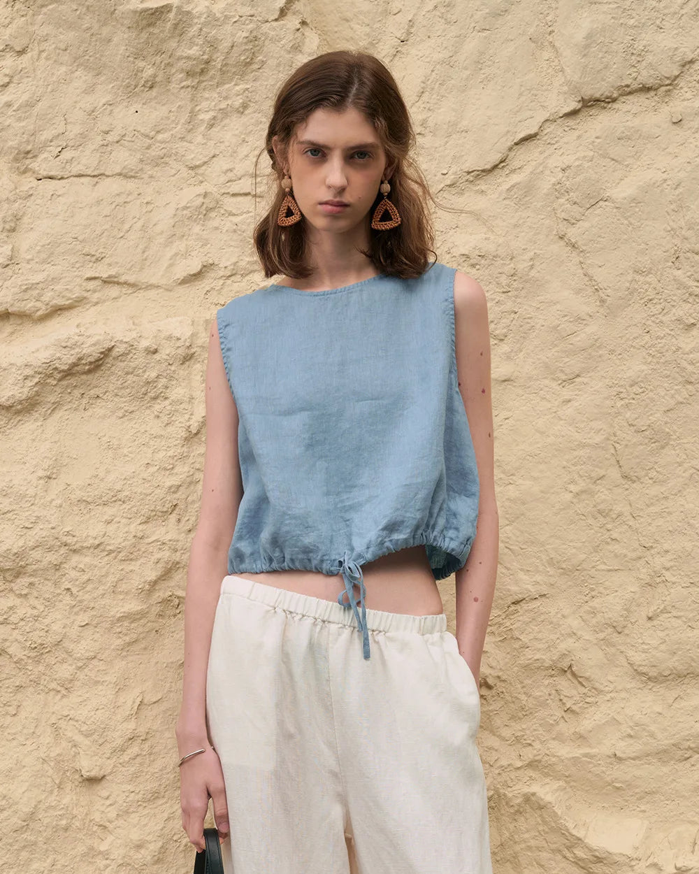 Linen Sleeveless O-Neck Casual Top