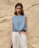 Linen Sleeveless O-Neck Casual Top