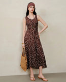 Polka Dot Chiffon Bias-Cut Dress