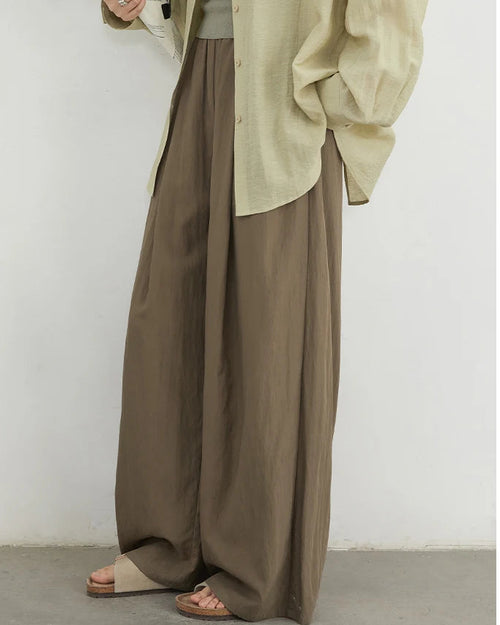 High-Waist Pleated Wide-Leg Trousers