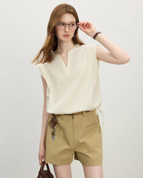 A breathable, lightweight summer top for women. Adjustable drawstring waist.