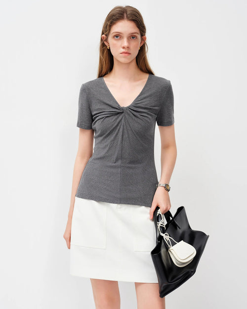 Silk Blend V-Neck Knit Top