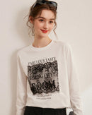 Letter Lace Patchwork Round Neck T-Shirt