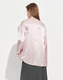 Elegant V-Neck Satin Long-Sleeve Shirt