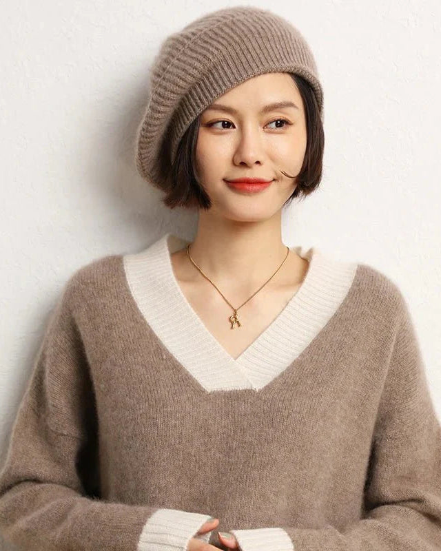 Pure Cashmere Knitted Beret