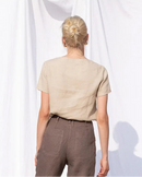 Loose-Fit Round-Neck Cotton-Linen T-Shirt