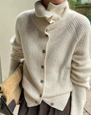 High Neck Pure Wool Short Cardigan