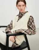 Wool Knit V-Neck Sleeveless Vest