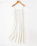 Silk-Spandex Spaghetti Strap A-Line Knee Dress