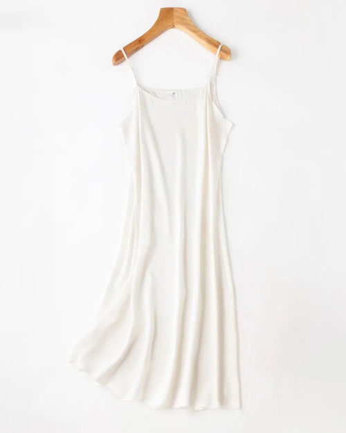 Silk-Spandex Spaghetti Strap A-Line Knee Dress