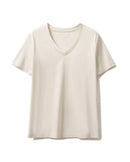 Silk-Cotton-Modal V-Neck Short Sleeve Tee