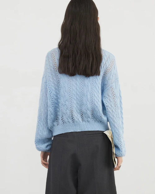 Loose Casual Mohair Hollow Knitted Cardigan